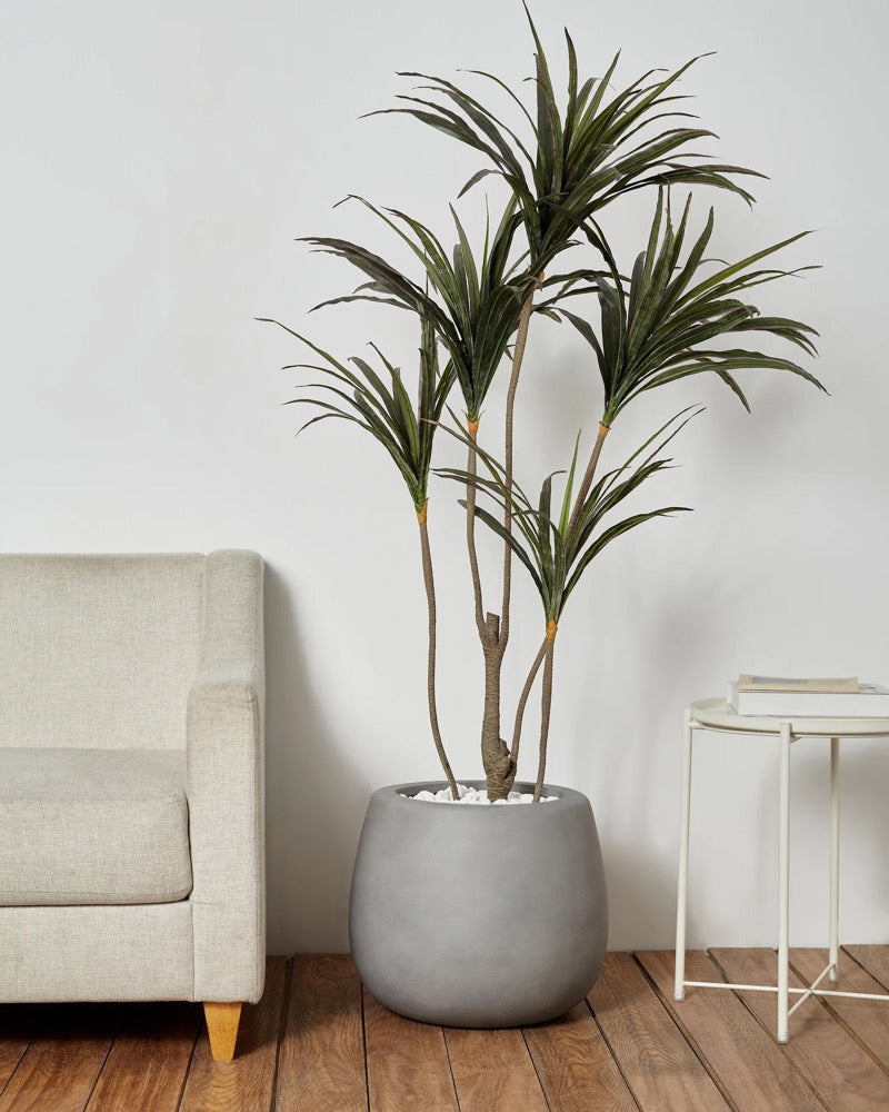 Indoor/Outdoor Large Nordic Minimalist Fiberstone Lightweight Round Planter Pot - 16,14,9 inch Matte Finish - Suitable for Ficus Fiddle Fig