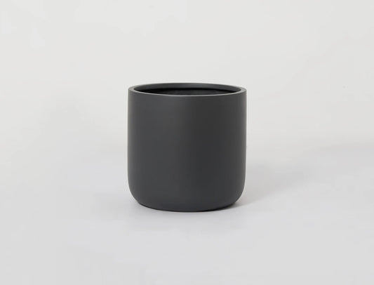 Indoor/Outdoor Large Nordic Minimalist Fiberstone Lightweight Round Cylinder Planter Pot - 12, 9 inch Matte Finish - Ficus Fiddle Fig